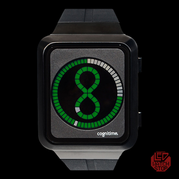 COGNITIME: CLASSIC, Cool LCD/LED Watch - BLACK/GREEN