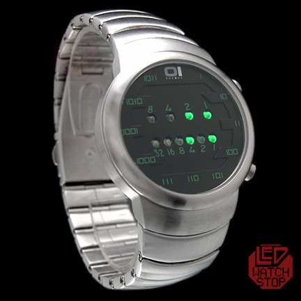 Binary LED Watch, SAMUI MOON - Green / SS