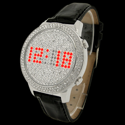 STORM OMNI LEATHER LED Watch - Sparkling Crystal Display!