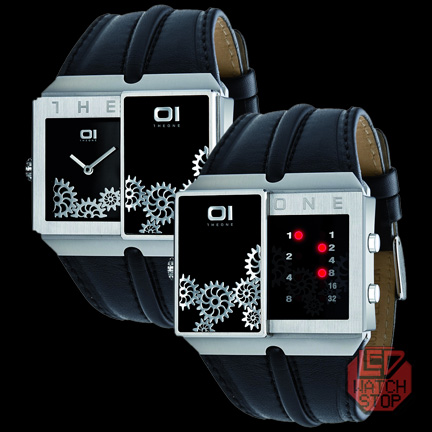 01 THE ONE SLIDER - Dual Time watch - Cog Pattern