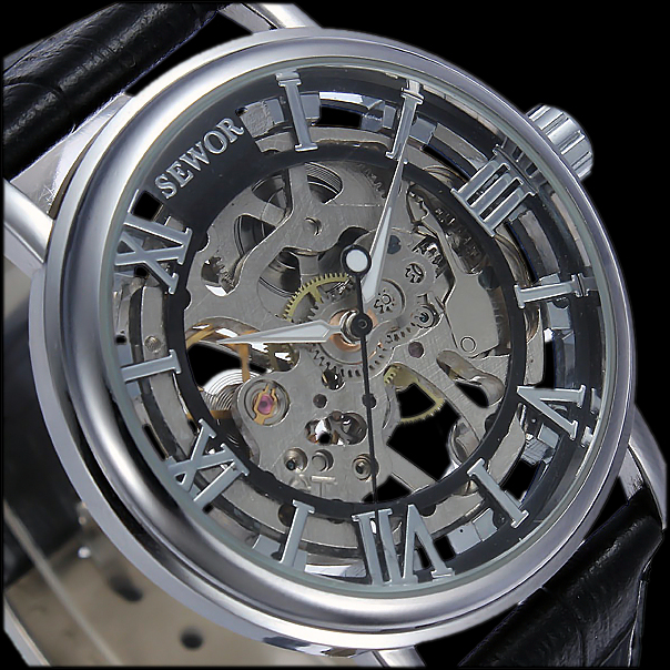 Skeleton Mechanical Wrist Watch (Black)