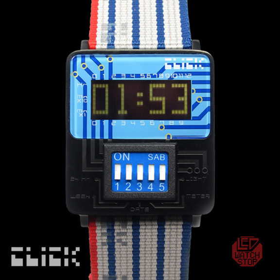 CLICK: DIP-Switch Cool LCD Watch - Black/Blue
