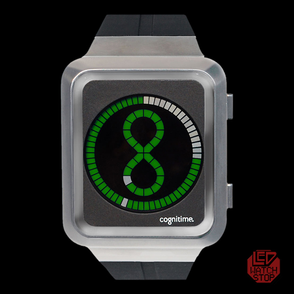 COGNITIME: CLASSIC, Cool LCD/LED Watch - SILVER/GREEN