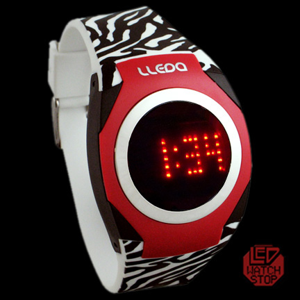 Cool Sport/Fashion LED Watch w/ Touch Ring - rd/rnd (Zebra)