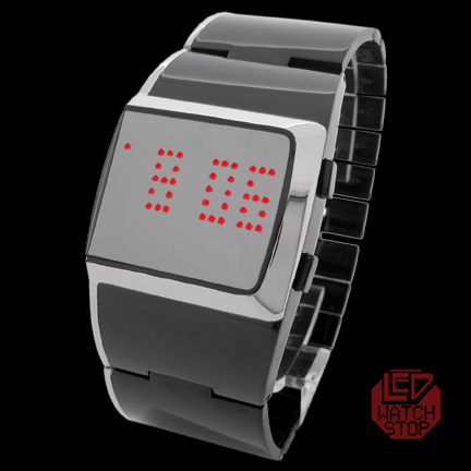 REFLECTION - Unique Digital LED Watch / Mirrored - BK/Red