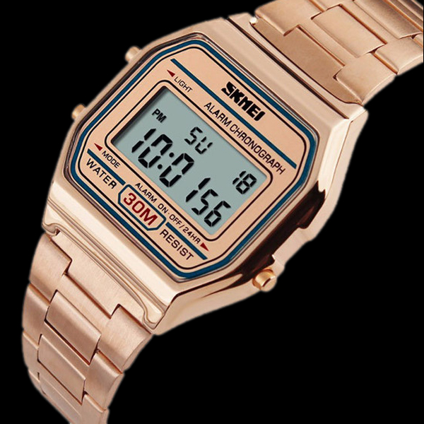 SKMEI Retro Style LCD Digital Unisex Watch (Rose Gold) Featured