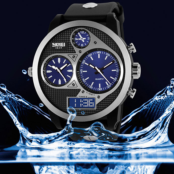 SKMEI THR33D - 3 Dial + LCD display Cool Fashion Watch
