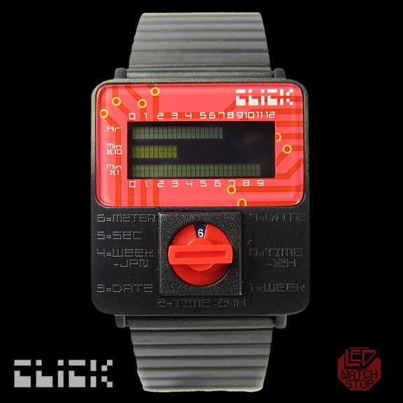 CLICK: Turn-Switch Cool LCD Watch - Black/Red