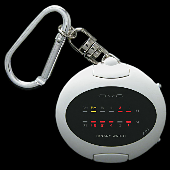 OVO - BINARY LED keychain clock: Cool German Design