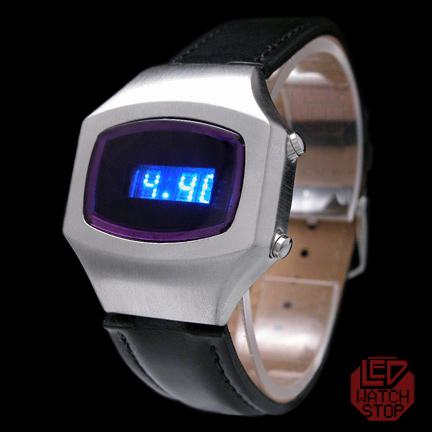 Dot MATRIX Retro LED Watch - Purple Lens/Leather band