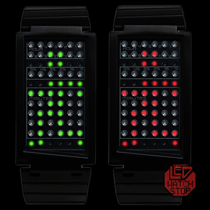 DUAL TOUCH - Unique Japanese LED Watch - BKML GR/RD