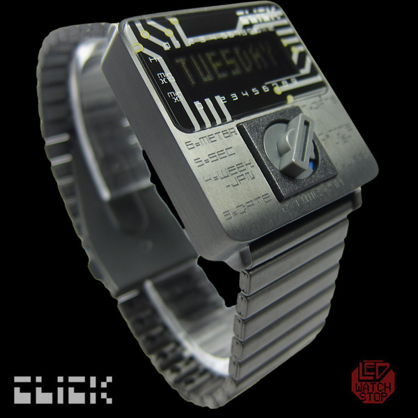 CLICK: Turn-Switch Cool LCD Watch - Silver/Black x